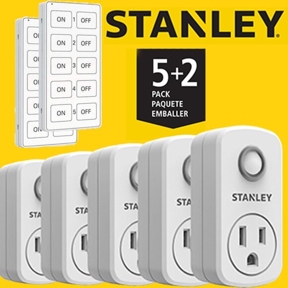 STANLEY Wireless Remote Control Outlet Plugs with 2 remotes and 5 sockets Indoor - Picture 2 of 7
